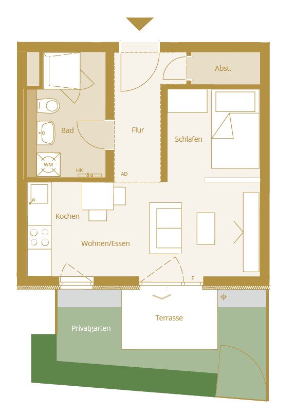 Bad Nauheim: 1,5 Zimmer Apartment ca. 32,9m² 