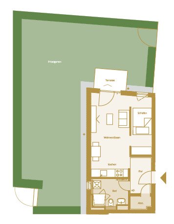 Bad Nauheim: 1,5 Zimmer Whg. mit großer Gartenfläche 