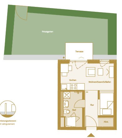 Bad Nauheim: 1,5 Zimmer Apartment mit Garten 