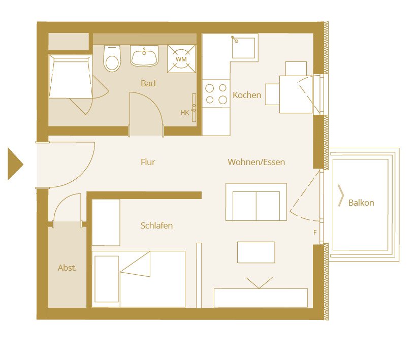 Bad Nauheim: 1,5 Zimmer Apartment ca 32,1m² 