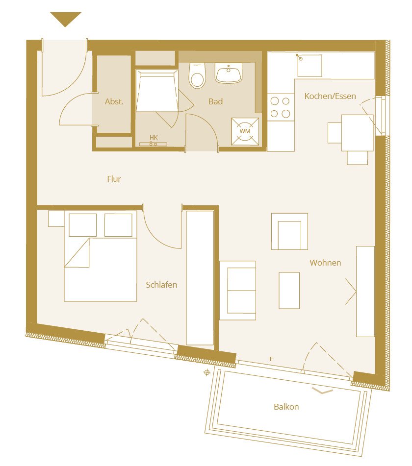 Bad Nauheim: 2 Zimmer Whg. ca. 47,7m² und Balkon 