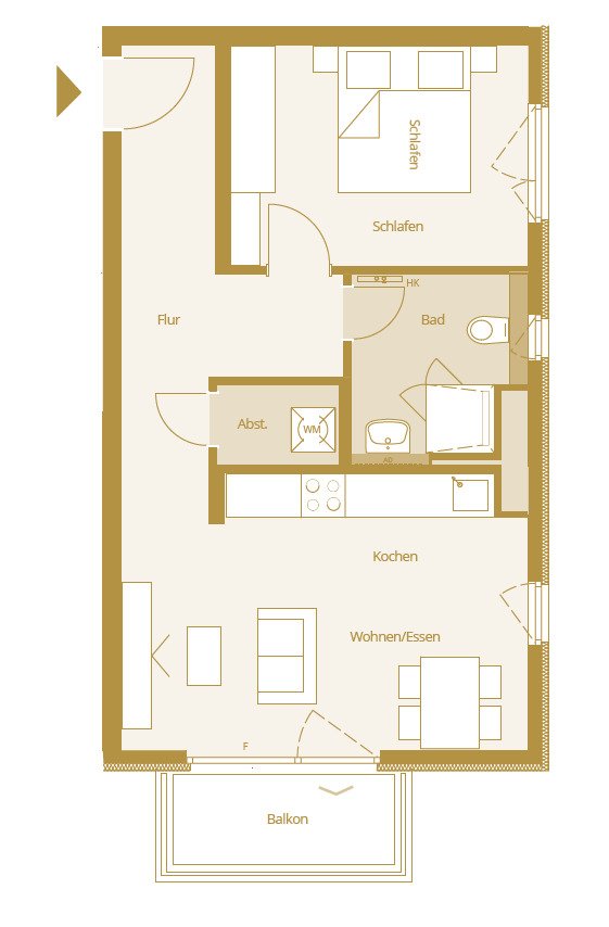 Bad Nauheim: 2 Zimmer Wohnung ca. 51,4m² mit Balkon 