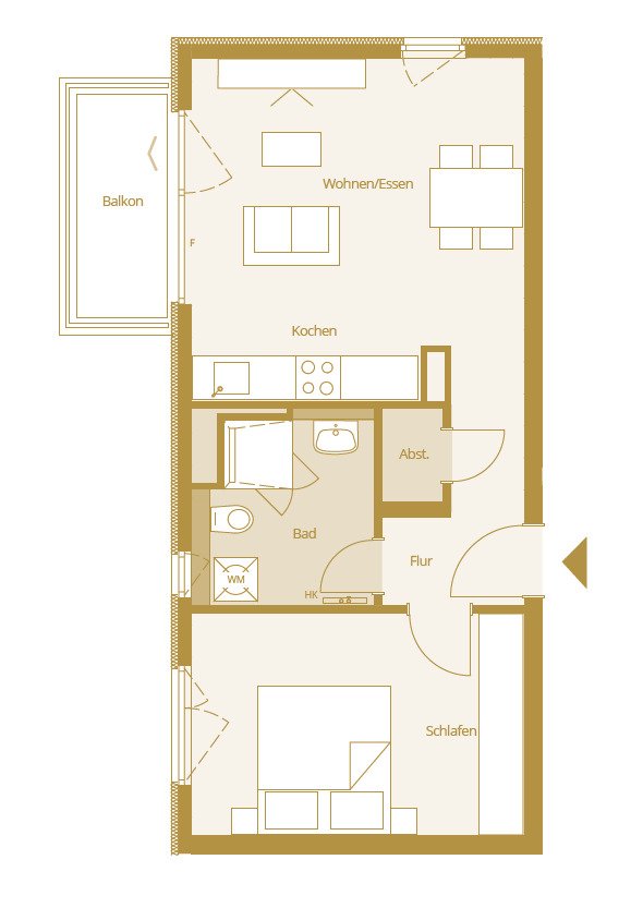 Bad Nauheim: 2 Zimmer Wohnung ca. 46,4m² mit Balkon 