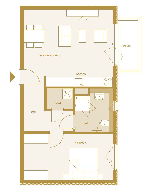 Bad Nauheim: 2 Zimmer Wohnung ca. 58m² mit Balkon 