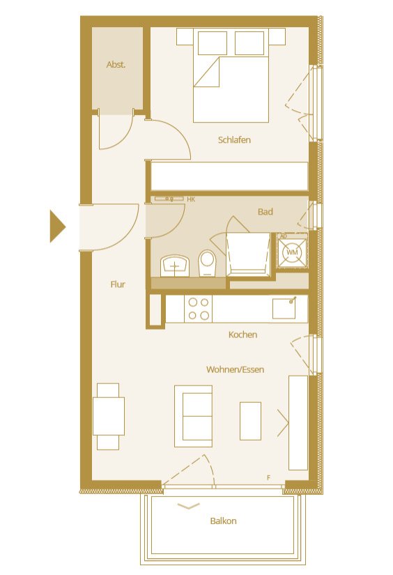 Bad Nauheim: 2 Zimmer Wohnung ca. 43m² mit Balkon 