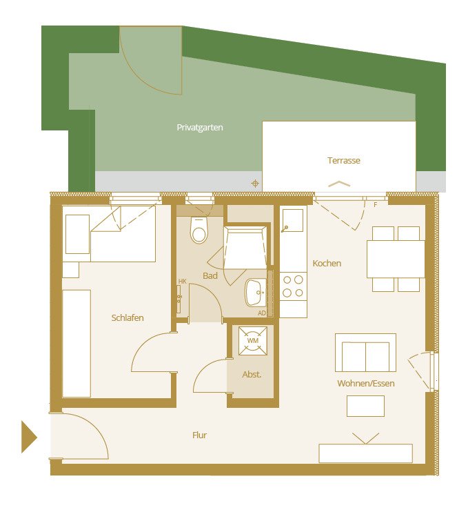 Bad Nauheim: 2 Zimmer Wohnung mit Terrasse und Garten 