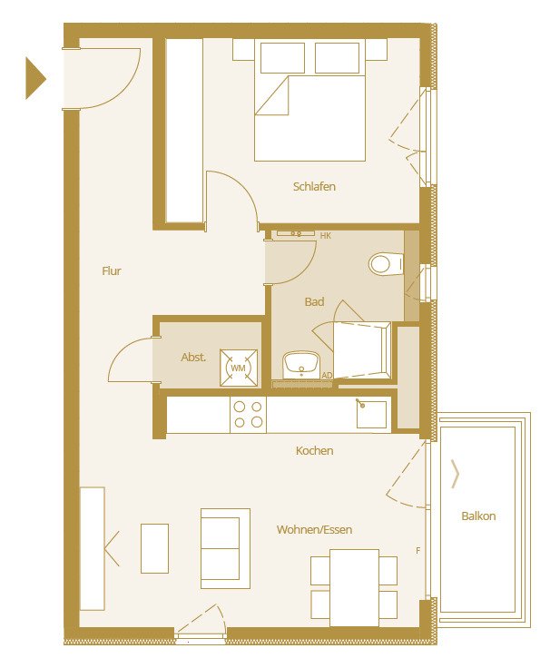 Bad Nauheim: 2 Zimmer Wohnung ca. 51m² mit Balkon 