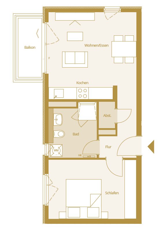 Bad Nauheim: 2 Zimmer Wohnung ca. 46m² mit Balkon 
