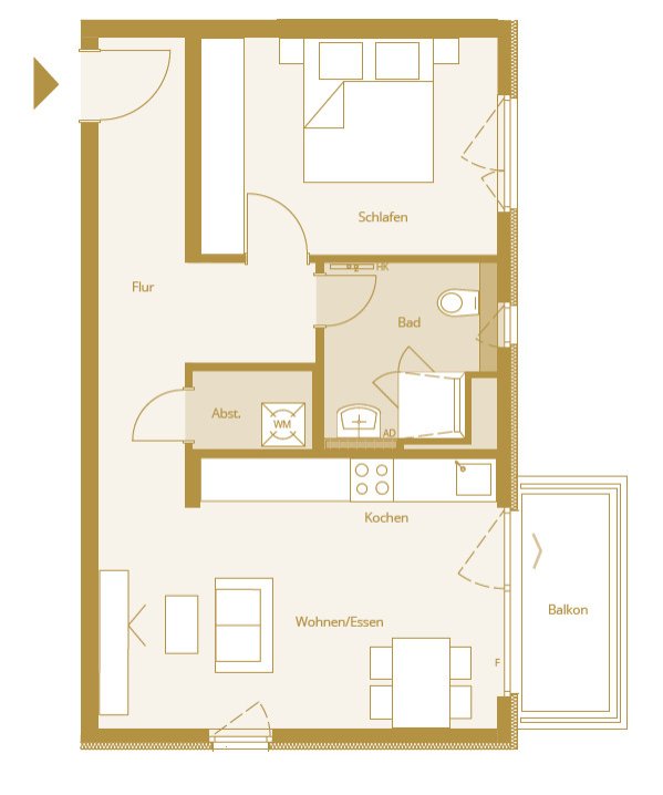 Bad Nauheim: 2 Zimmer Wohnung ca. 52m² mit Balkon 