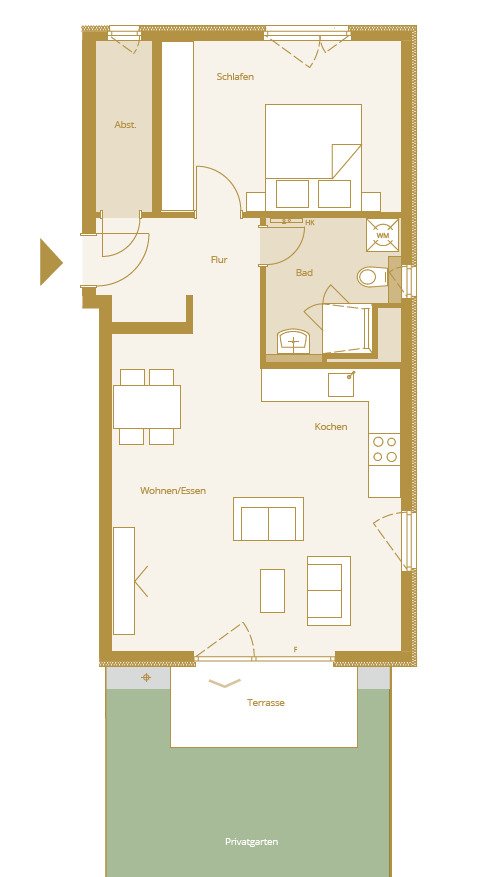 Bad Nauheim: 2 Zimmer EG-Wohnung mit Terrasse und Garten 
