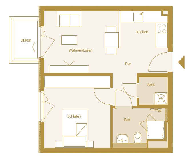 Bad Nauheim: 2 Zimmer Wohnung ca. 43m² mit Balkon 
