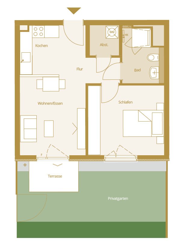 Bad Nauheim: 2 Zimmer EG-Wohnung mit Terrasse und Garten 