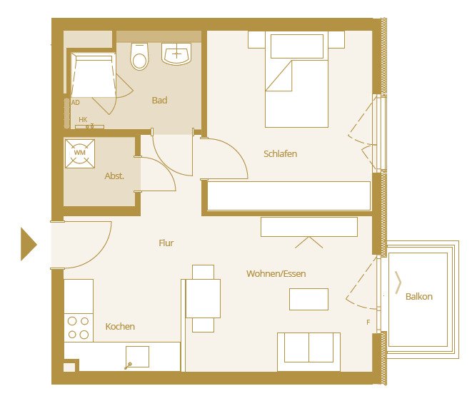 Bad Nauheim: 2 Zimmer Wohnung ca. 43m² mit Balkon 