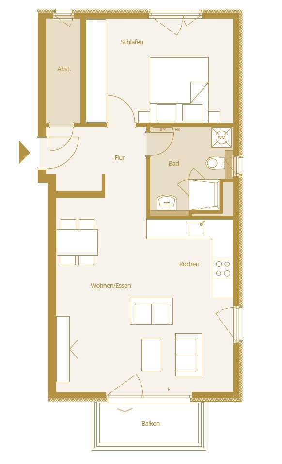 Bad Nauheim: 2 Zimmer Wohnung ca. 61m² mit Balkon 